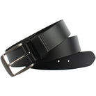 Millennial Black Belt. Modernly styled buckle is stitched directly to strap to avoid metal snaps.