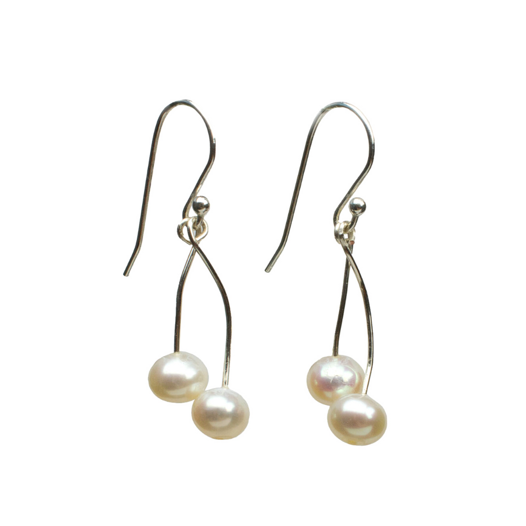 Twinleaf Freshwater Pearls Dangle Earrings by Nickel Smart® | Sterling silver French hooks