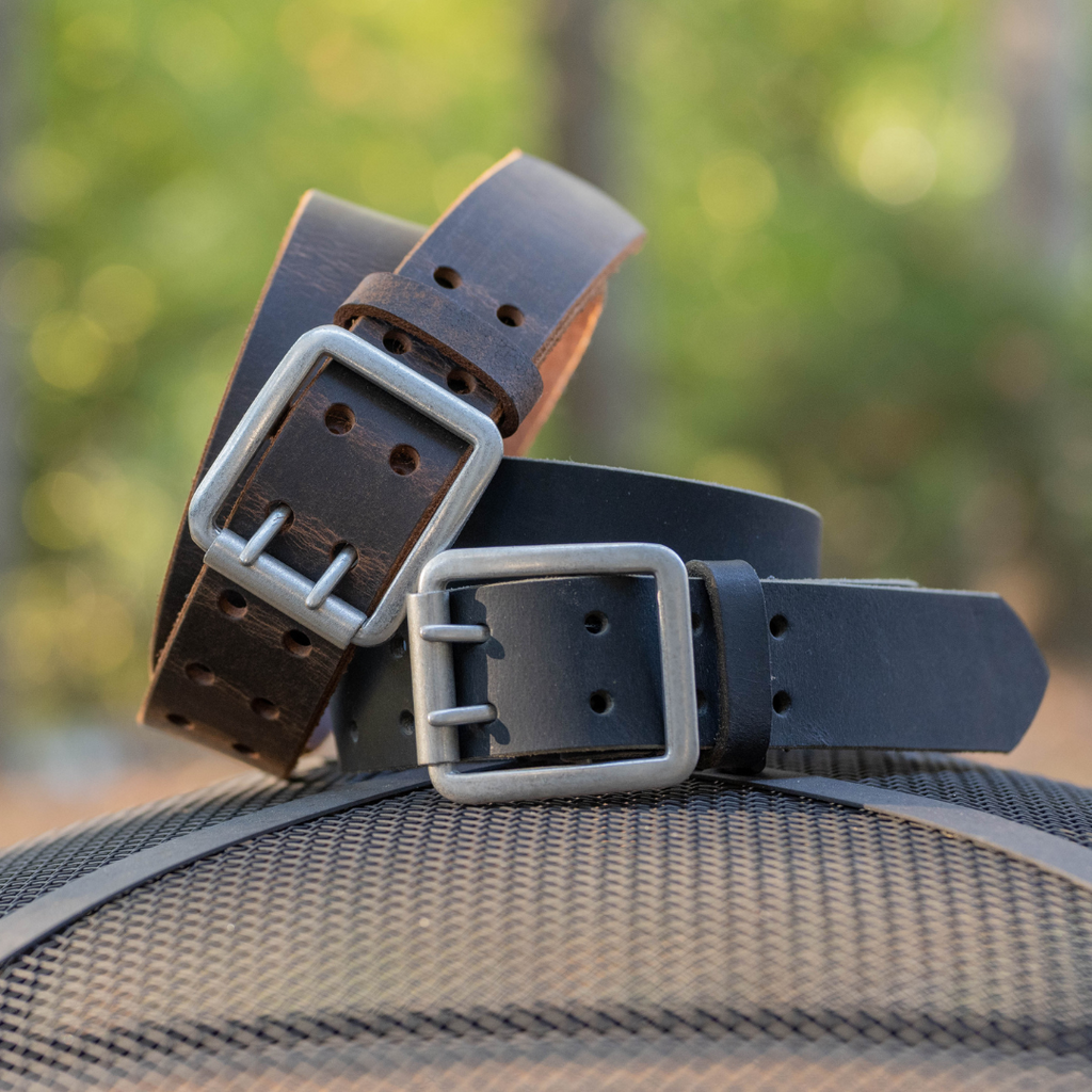 Ridgeline Trail Leather Belts - Black and Brown full grain leather with nickel free roller buckle