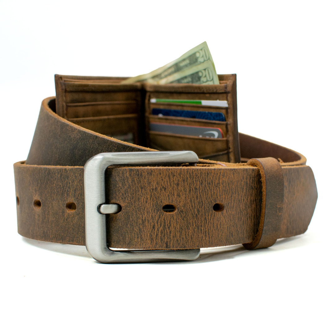 Roan Mountain Distressed Leather Belt and Wallet Set | Gifts for Men