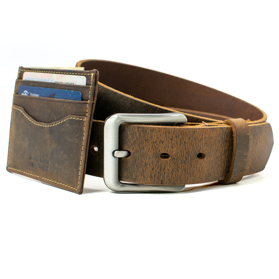 Roan Mountain Distressed Leather Belt and Wallet Set Gifts for Men