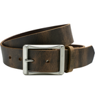 Brown Distressed Leather work belt with stainless steel center bar buckle.  Site Manager Belt