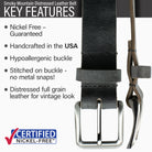 Nickel Free Smoky Mountain Distressed Belt | Made in USA | Distressed Gray Leather | Genuine Leather