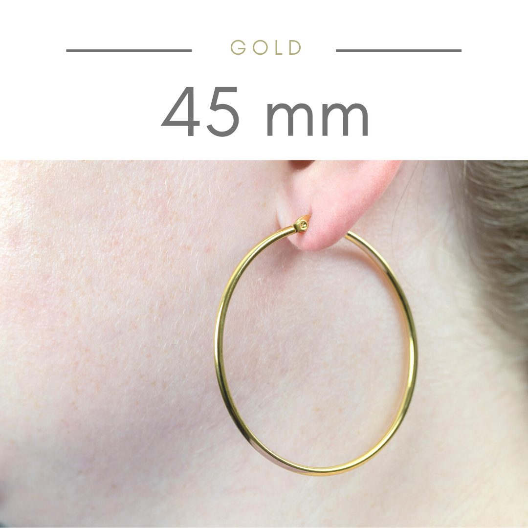 Stainless Steel Hoop Earrings in Gold or Silver, two Sizes - Shop Now! –  B.BéNI® Christian & Jewish Jewelry