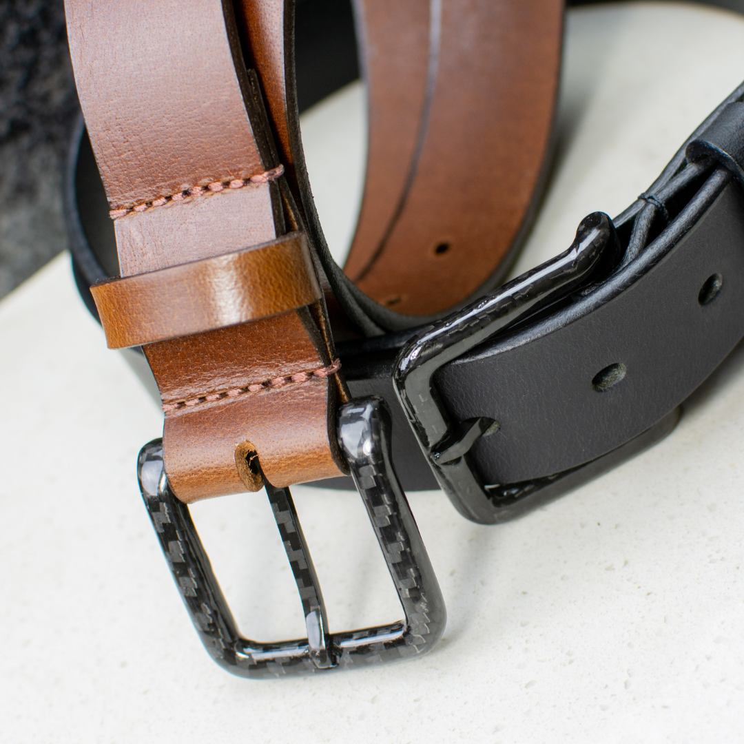 The Specialist Dress Leather Belt Set | Carbon Fiber Buckles
