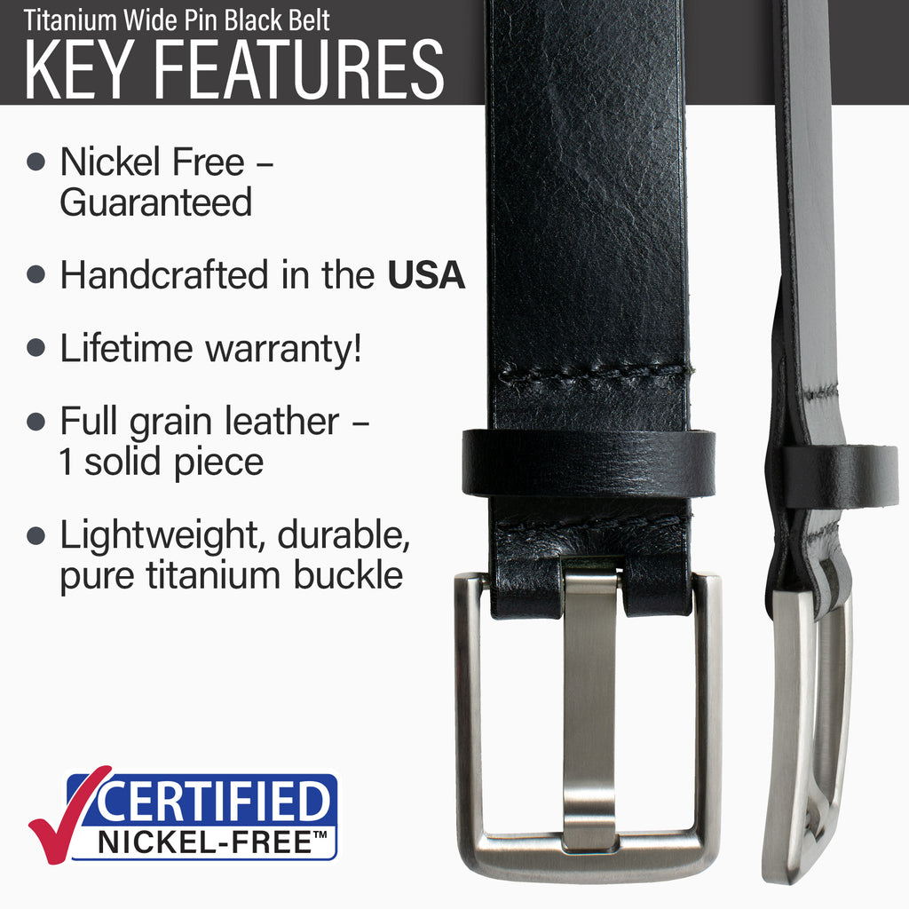 Hypoallergenic lightweight durable pure titanium buckle, handmade in USA, lifetime warranty.