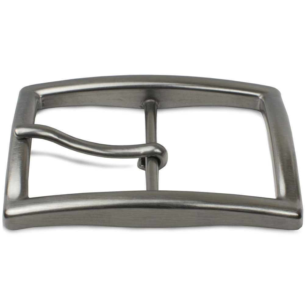 men's dress belt unique buckle minimalist square sculptural titanium 32mm Silver Black Leather grain leather. Titanium Center Bar Dress Buckle