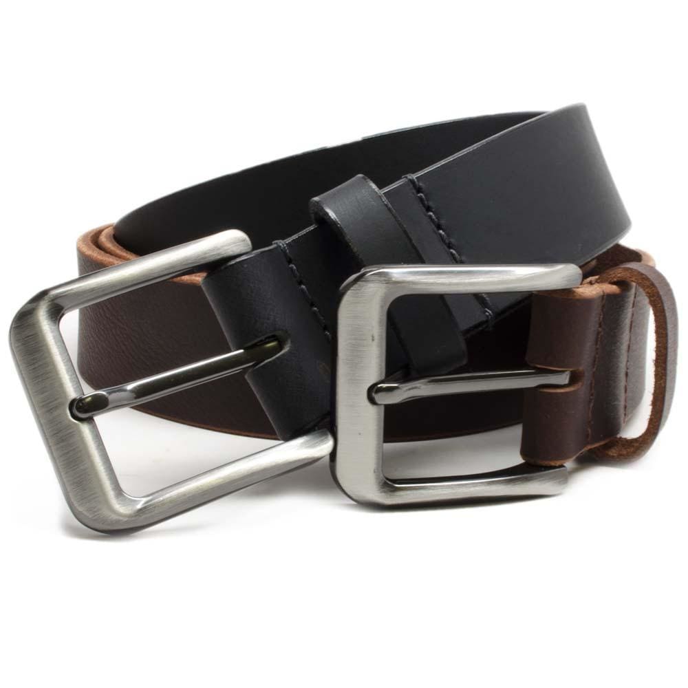 Appalachian Mountains Leather Belt Set. Both belts feature a casual zinc alloy nickel-free buckle.