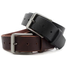 Appalachian Mountains Titanium Belt Set by Nickel Smart. 1 brown belt; 1 black belt. Silver buckles.