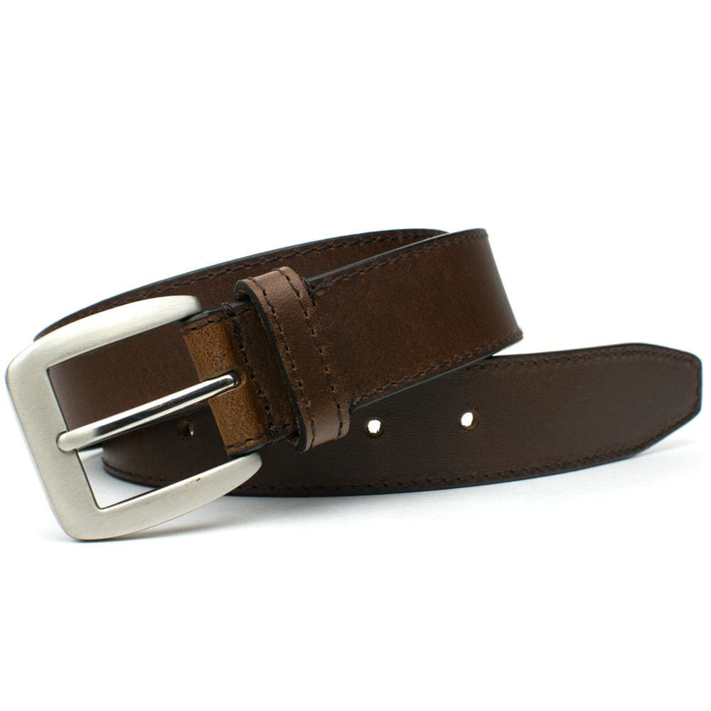 Casual Brown Belt II by Nickel Smart. Dark brown strap; unique rounded square zinc alloy buckle.