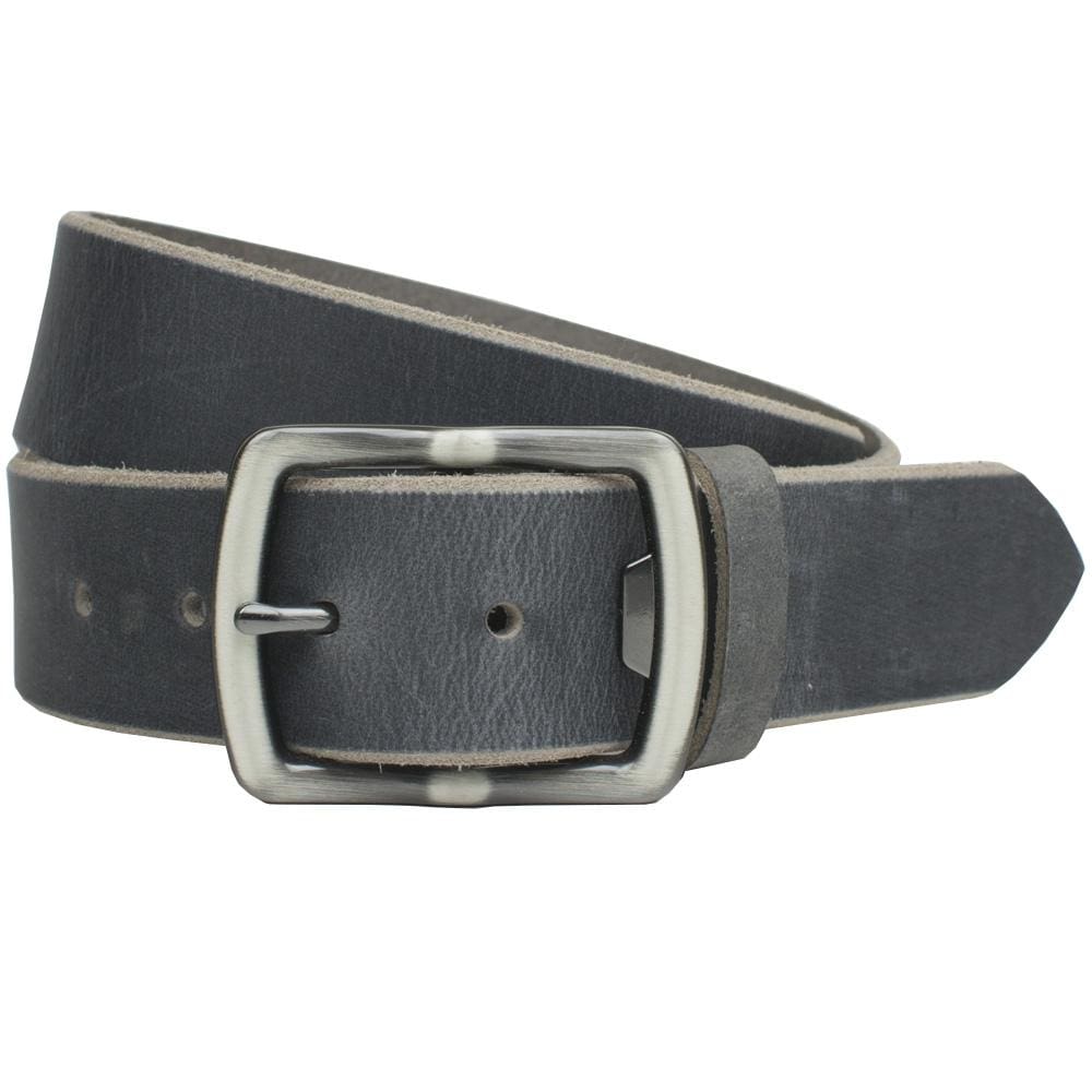 Cold Mountain Distressed Leather Belt (Gray). Buckle features functional bottle opener on one end.