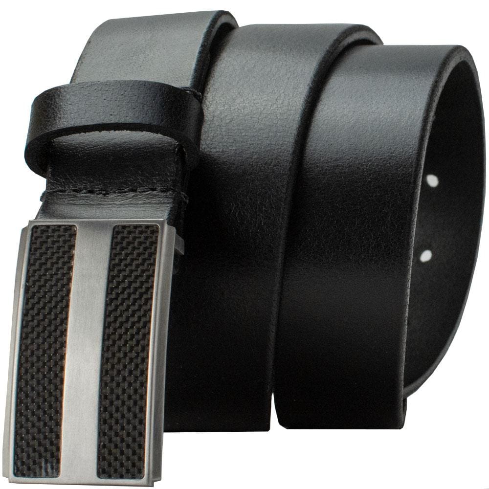 Genuine Leather Belt with Titanium/Carbon Fiber Buckle