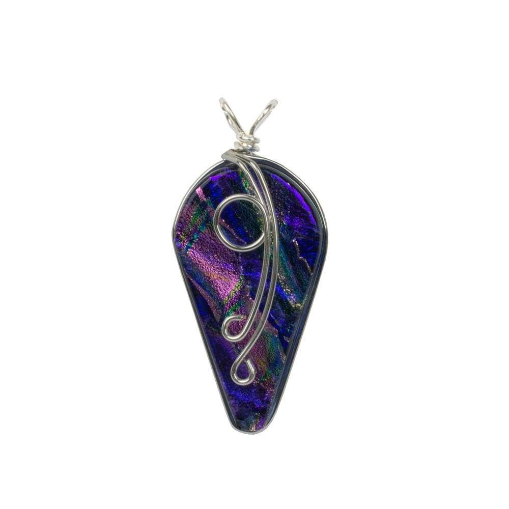 Ivy Pendant - Lilac by Nickel Smart. Teardrop pendant in rainbow purple with silvery wire accents.