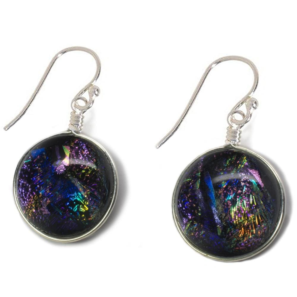 Jupiter Earrings by Nickel Smart. Half-dome purple-y dangle earrings on nickel-free hook backs.