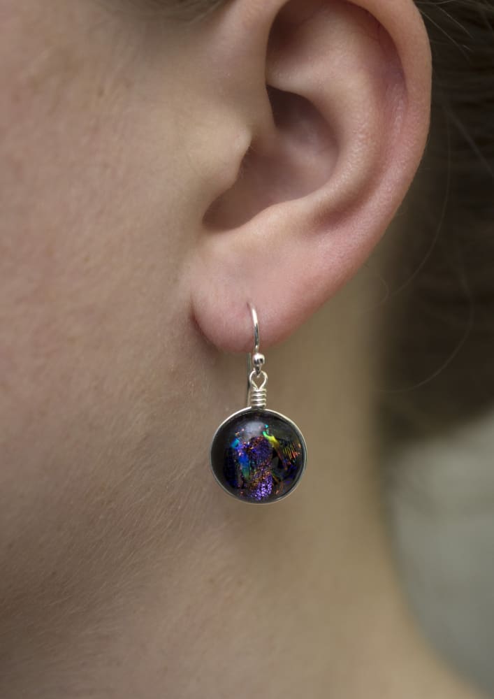 Jupiter Earrings on model. No nickel rash! Approximately 1.25 inches or 32 mm in length.