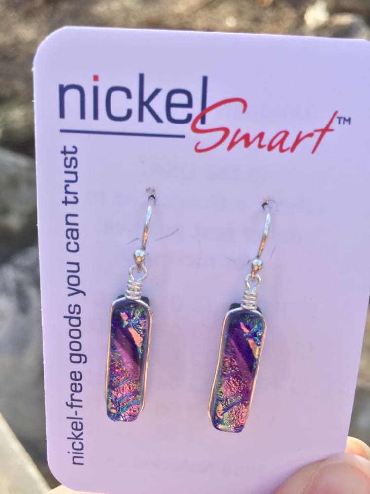 Looking Glass Falls Earrings - Lilac on Nickel Smart earring card. Silvery shining purple earrings.