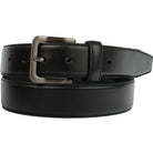 Metro Black Belt. Nickel free buckle is square with rounded corners; single prong; dark gray color.