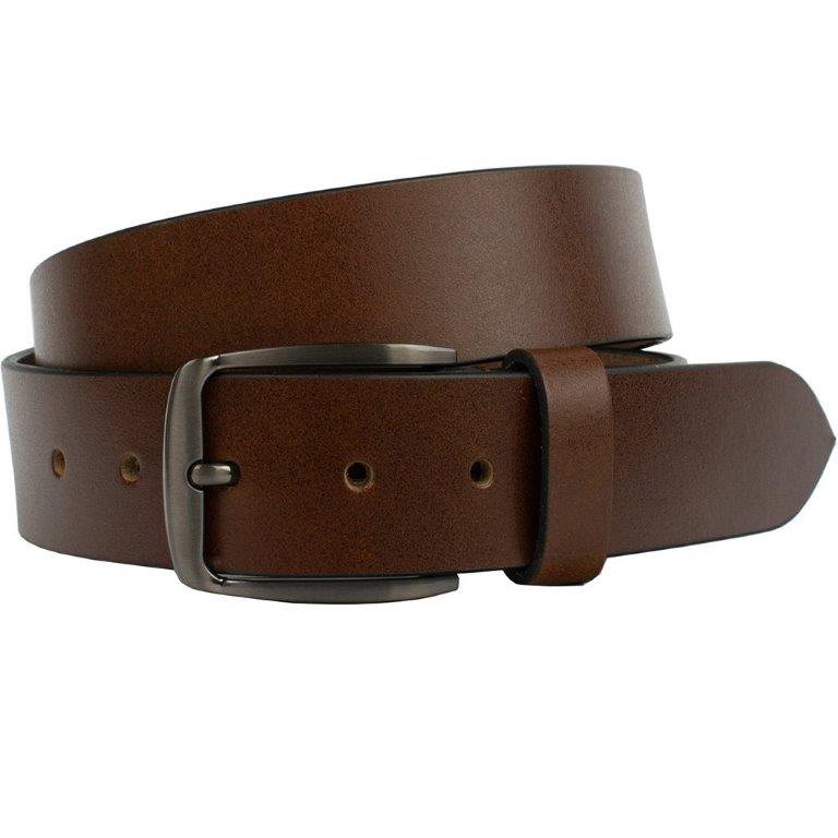 Millennial Brown Belt. Belt strap is one solid piece of leather; buckle is nickel-free zinc alloy.