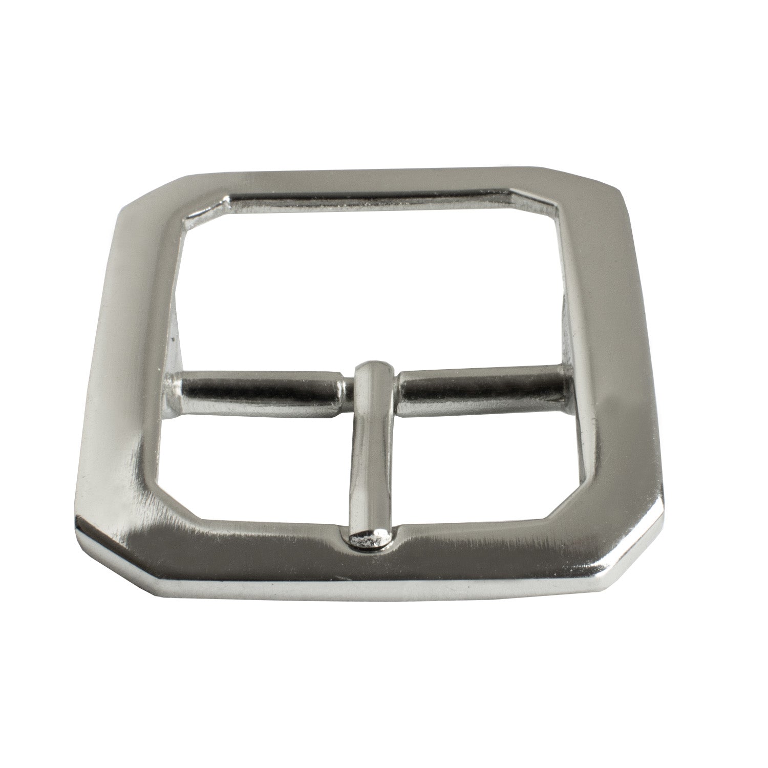 Western Chip Buckle. Polished bright silver finish. Nickel-free belt buckle fits 1½" (38mm) straps.