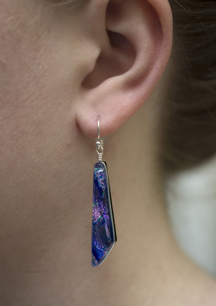 Queen Falls Earrings on model. Approximately 1¾" (44 mm) in length; long dangle earrings.