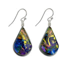 Rainbow Falls Earrings - Kaleidoscope by Nickel Smart. Teardrop-shaped dichroic glass dangles.