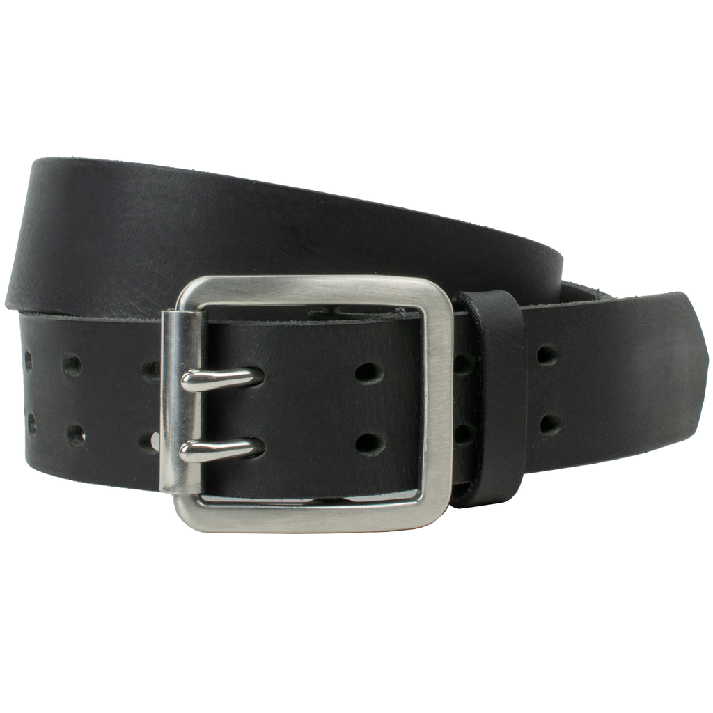 Ridgeline Trail Heavy Duty Black Belt. Stainless steel buckle stitched to full grain leather strap.