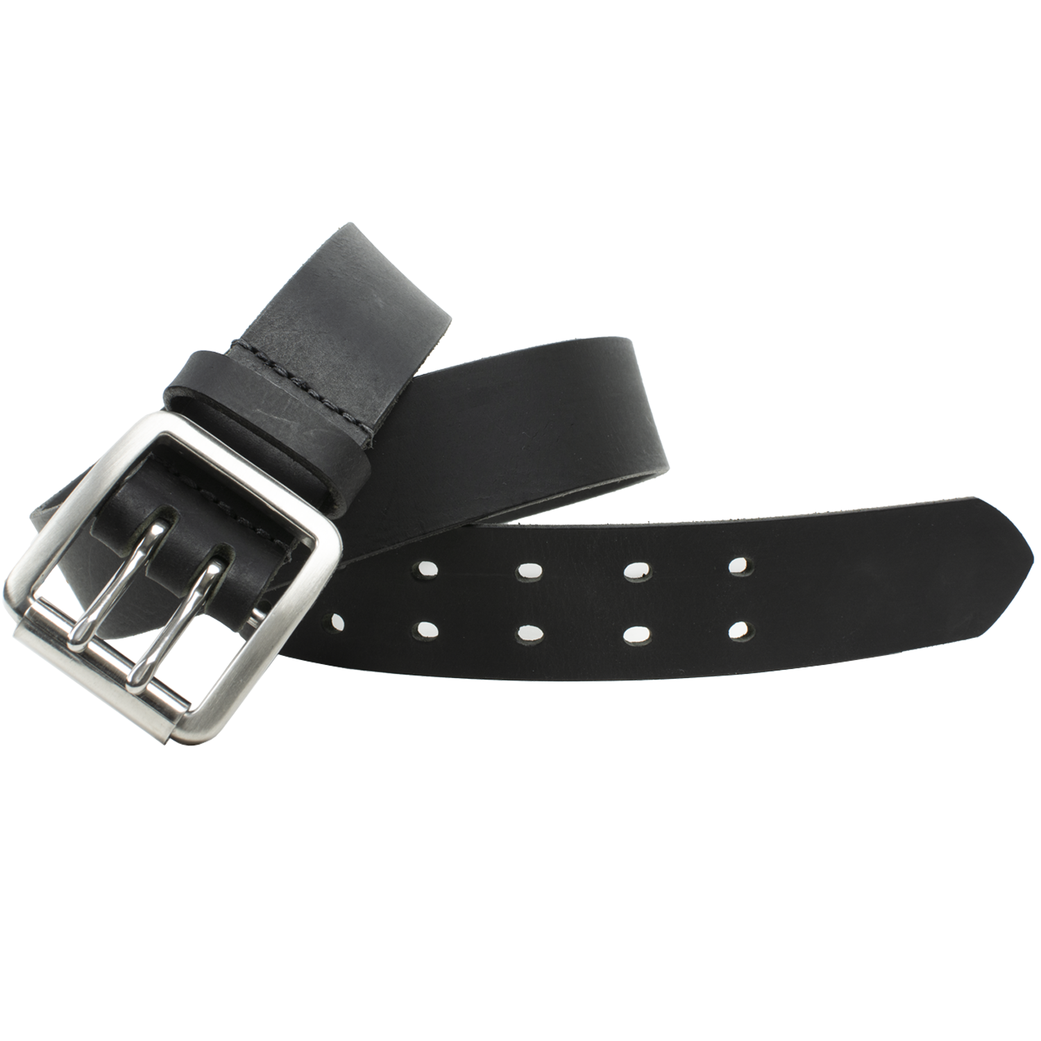 Ridgeline Trail Heavy Duty Black Belt. Strap has dual holes for double-pin roller buckle.