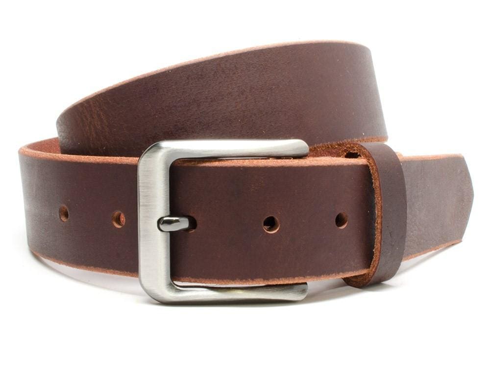 Roan Mountain Leather Belt. Brown leather strap with raw edges. Casual to dress casual wear.