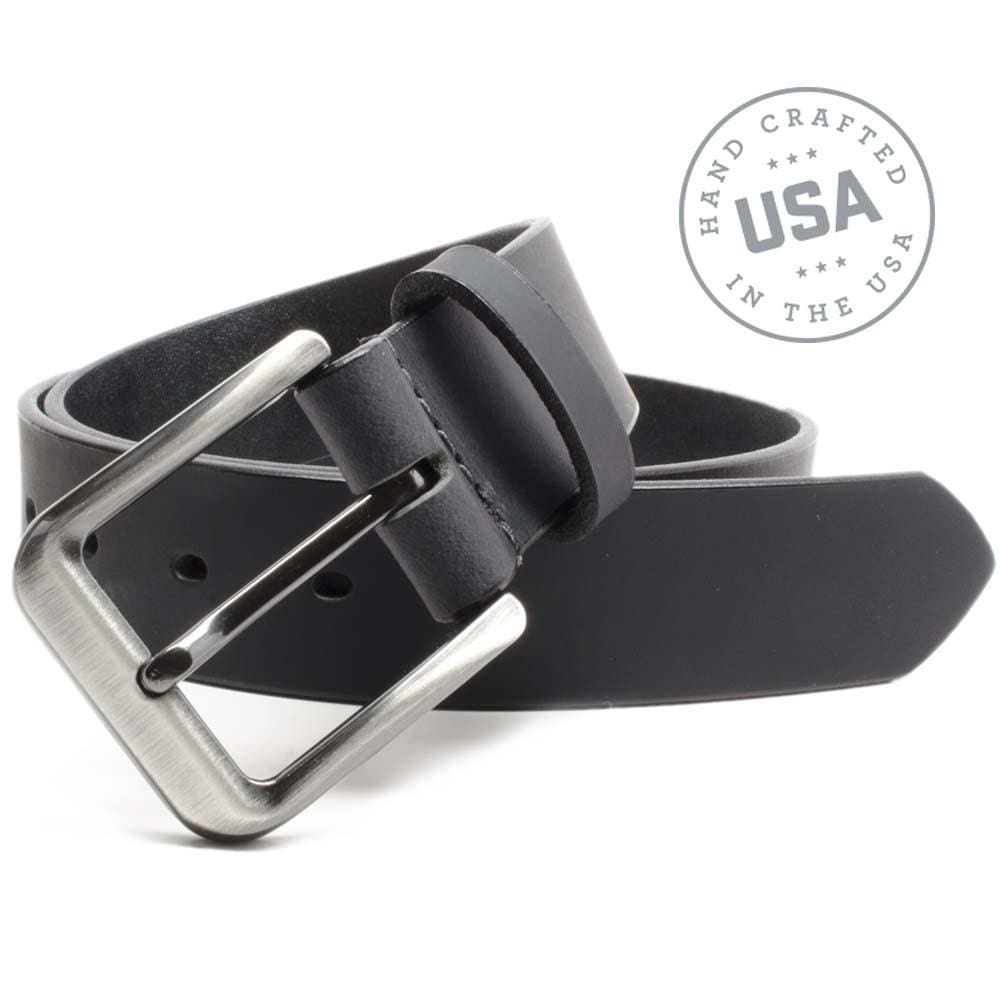 Smoky Mountain Black Belt II. Handcrafted in the USA. Buckle is squared with rounded corners.