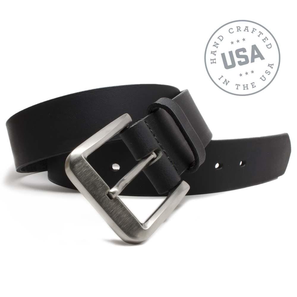 Smoky Mountain Titanium Belt. Handcrafted in the USA. Buckle is stitched to full grain leather strap