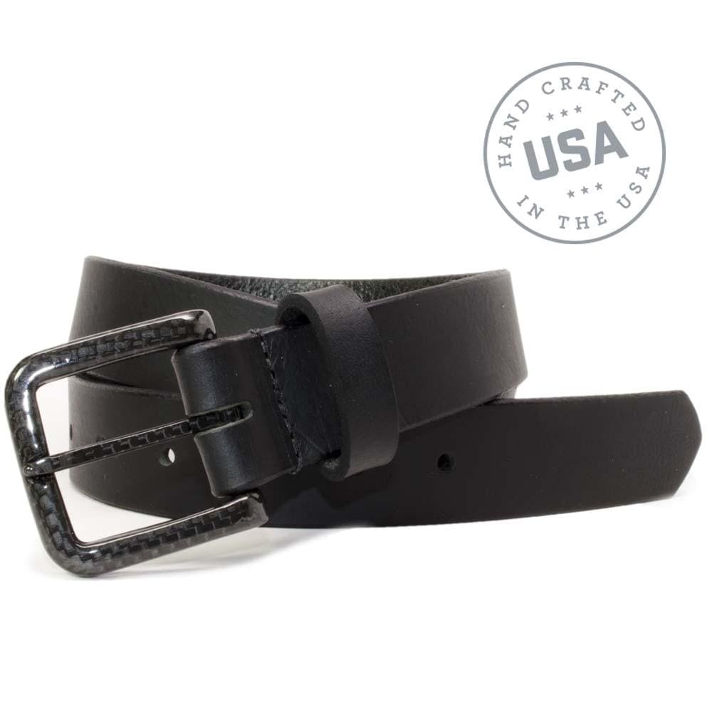 Specialist Black Belt. Handcrafted in the USA. Buckle stitched to solid black leather strap.