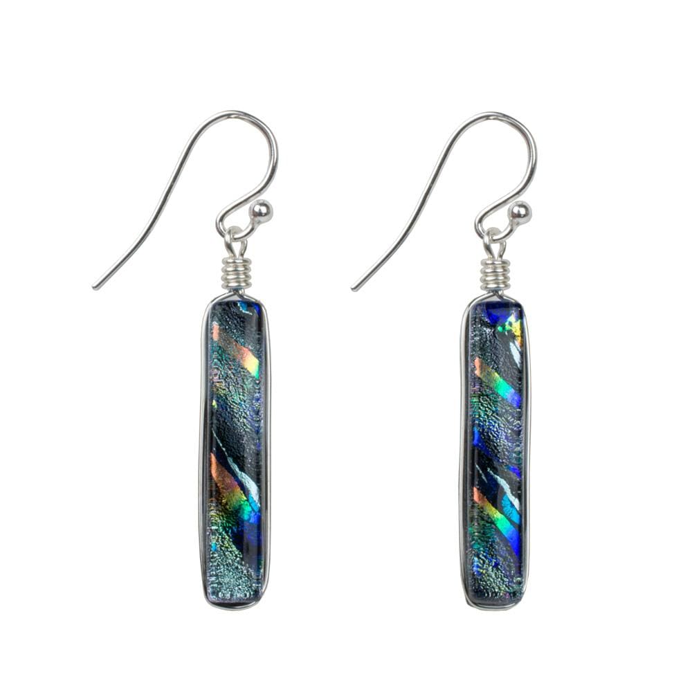 Twin Falls Earrings - Silver by Nickel Smart. Silver glass earrings that dangle in a narrow column.