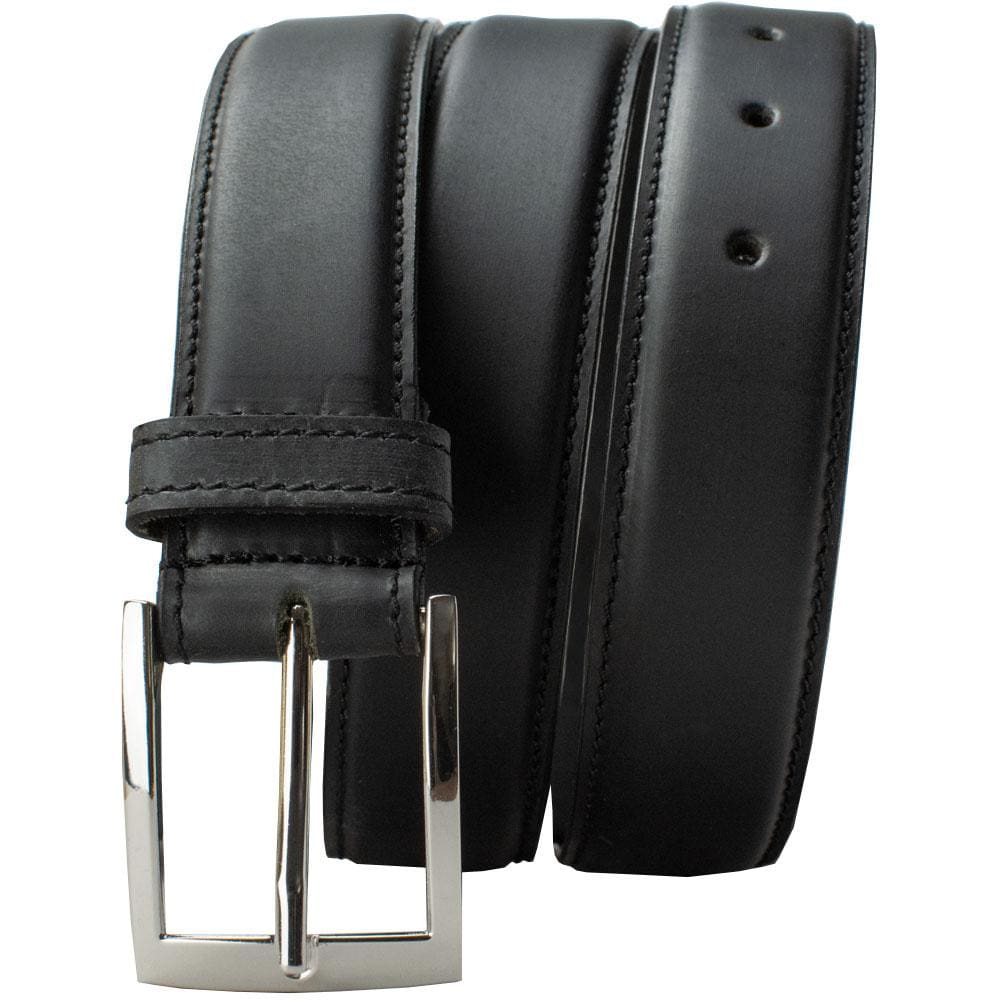 Uptown Black Dress Belt by Nickel Smart. Black dress belt strap with silver-tone squared buckle.