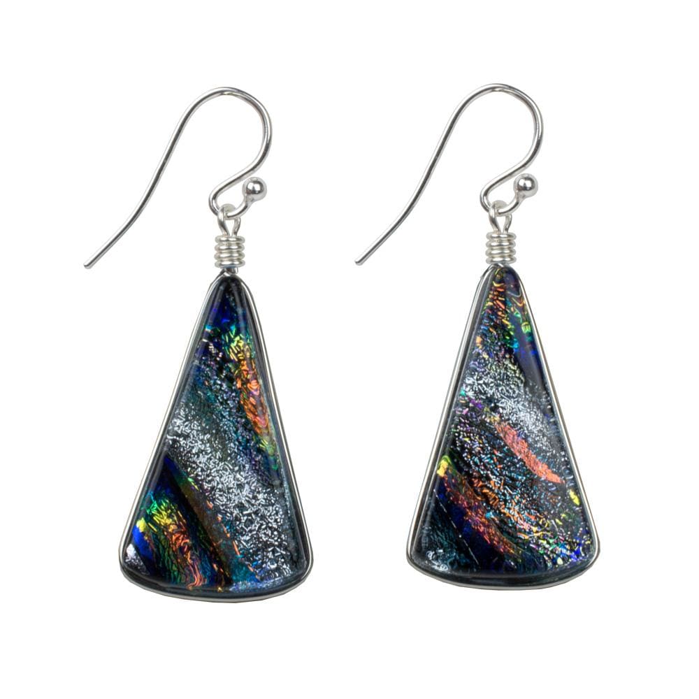 Window Waterfalls Earrings - Silver by Nickel Smart. Triangular dangle earrings. Nickel free glass.